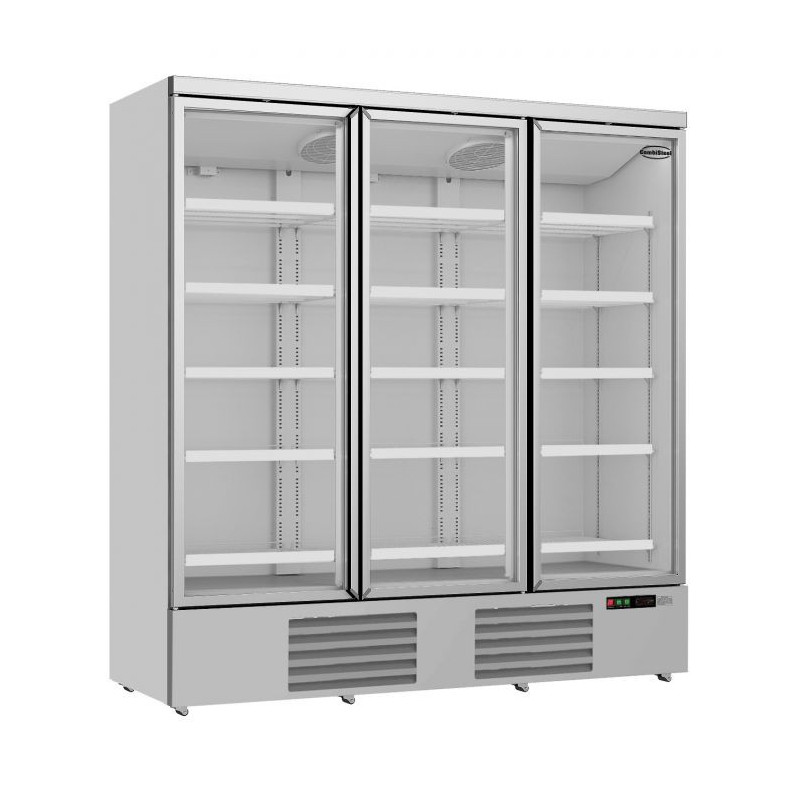 Vitrine Réfrigérée Positive en Inox - 3 Portes Vitrées - 1530 L