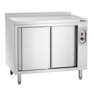 Professional stainless steel heated cabinet for kitchen.