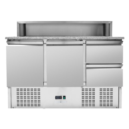 Gekoelde Pizzameubel Dak Inox 8 x GN1/6 - 2 Deuren en 2 Laden - Dynasteel