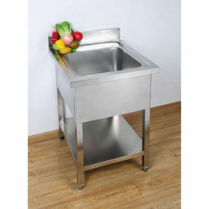 Plonge 1 Bak met Achterwand en Plank - L 600 x D 700 mm - Dynasteel