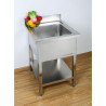 Spoelbak 1 Bak met Achterwand en Plank - L 600 x D 700 mm - Dynasteel