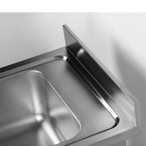 Plonge 1 Bak met Achterwand en Plank - L 600 x D 700 mm - Dynasteel