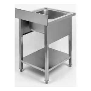 Spülbecken 1 Becken mit Rückwand und Regal - L 600 x T 700 mm - Dynasteel