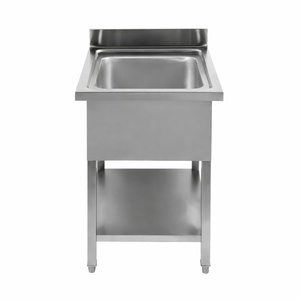 Plonge 1 Bak met Achterwand en Plank - L 600 x D 700 mm - Dynasteel