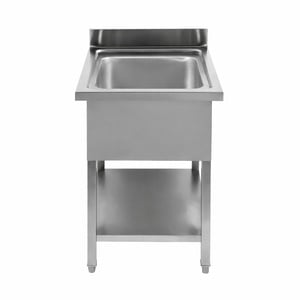 Spülbecken 1 Becken mit Rückwand und Regal - L 600 x T 700 mm - Dynasteel