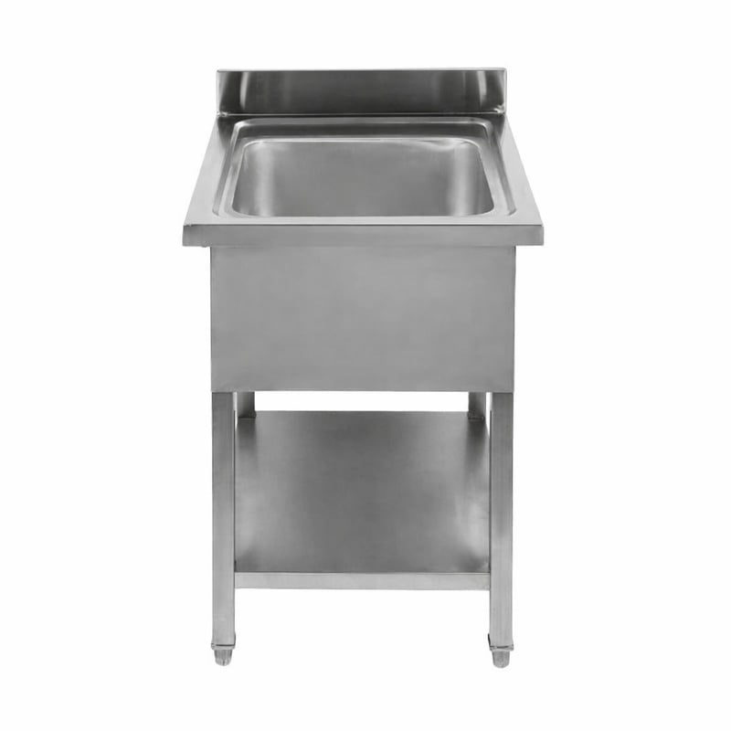 Spülbecken 1 Becken mit Rückwand und Regal - L 600 x T 700 mm - Dynasteel