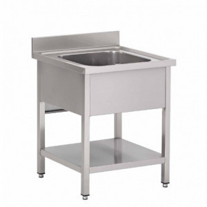 Edelstahlspüle mit unterem Regal 1 Becken-L 700 x T 700mm - Gastro M