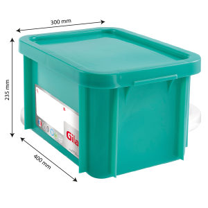 Rectangular 15 L Tray with Green HACCP Lid - GILAC