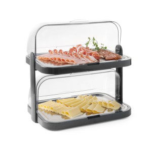 Vitrine Buffet met Schuifdeksel UNIQ - 2 Plateaus - Zwart - HENDI