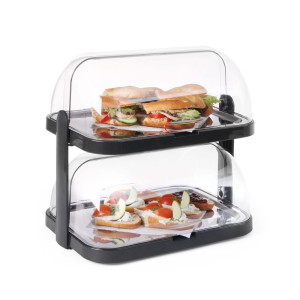 Vitrine Buffet with Sliding Lid UNIQ - 2 Trays - Black - HENDI