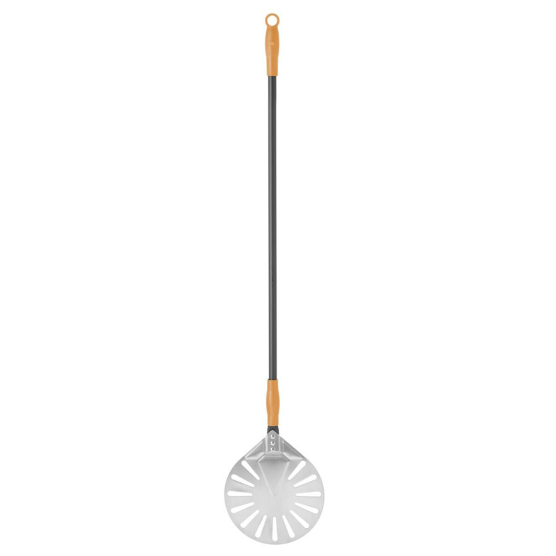 Round Perforated Stainless Steel Pizza Peel - 1200 x 230 mm