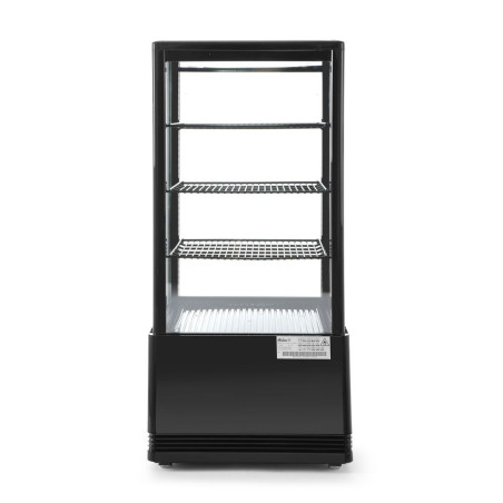 Black Refrigerated Display Case with 4 Glass Sides - 78 liters