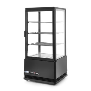 Black Refrigerated Display Case with 4 Glass Sides - 78 liters