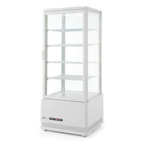 White Refrigerated Display Case with 4 Glass Sides - 98 liters