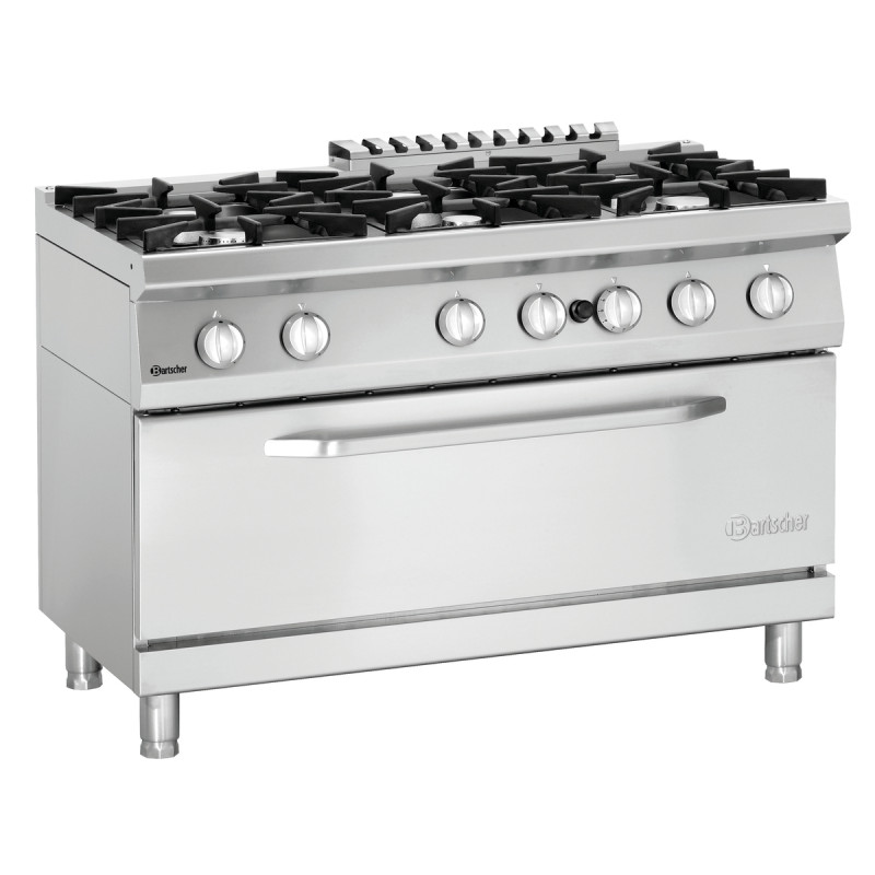 Zes-pitsfornuis met grote gasoven Serie 700