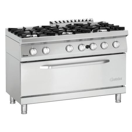 Zes-pitsfornuis met grote gasoven Serie 700