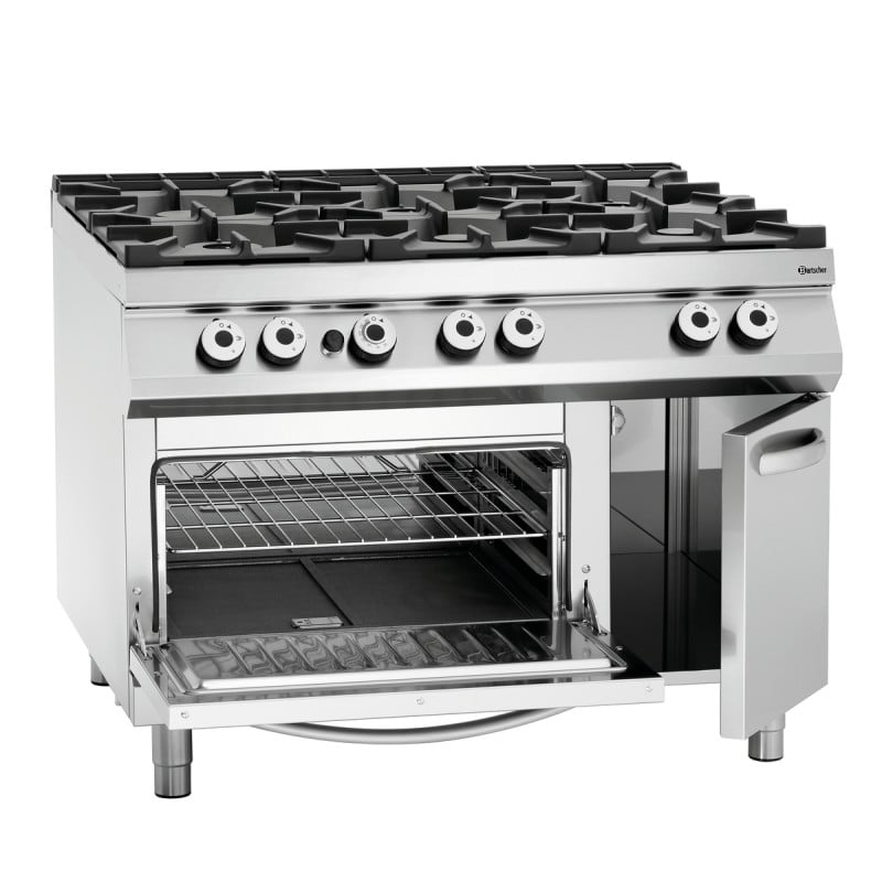 6-burner stove series 900 - Gas Oven GN 2/1 and cabinet from the brand Bartscher