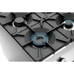 Fornuis met 6 krachtige branders serie 900 - Gasoven GN 2/1 en kast van het merk Bartscher