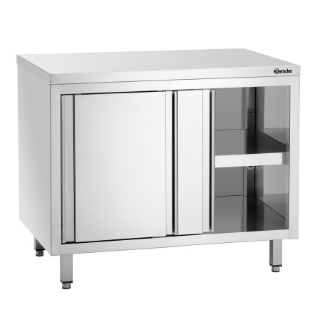 Stainless Steel Cabinet with Sliding Doors and Shelf - L 1000 mm