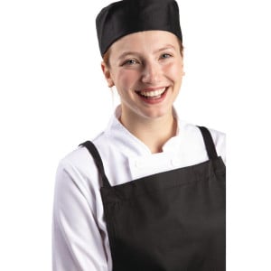 Calot de Cuisine Noir en Polycoton - Taille L 61 cm - Whites Chefs Clothing - Fourniresto