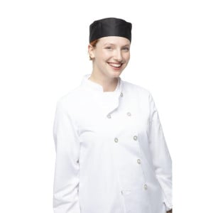 Calot de Cuisine Noir en Polycoton - Taille L 61 cm - Whites Chefs Clothing - Fourniresto