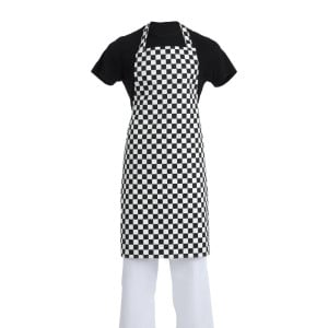 Black and white checkered bib apron 970 x 710 mm - Whites Chefs Clothing - Fourniresto