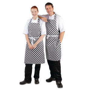 Black and white checkered bib apron 970 x 710 mm - Whites Chefs Clothing - Fourniresto