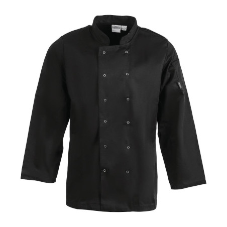 Schwarze Unisex-Kochjacke mit langen Ärmeln Vegas - Größe L - Whites Chefs Clothing - Fourniresto