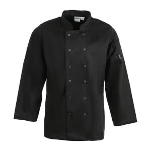 Zwarte unisex koksbuis met lange mouwen Vegas - Maat M - Whites Chefs Clothing - Fourniresto