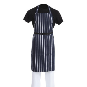 Tablier Bavette Sans Poche Rayé Marine Et Blanc 965 X 710 Mm - Whites Chefs Clothing - Fourniresto