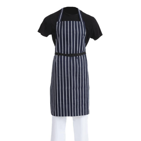 Schort met strepen zonder zak marineblauw en wit 965 x 710 mm - Whites Chefs Clothing - Fourniresto