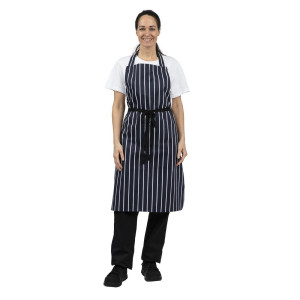 Schort met strepen zonder zak marineblauw en wit 965 x 710 mm - Whites Chefs Clothing - Fourniresto