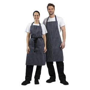 Schort met strepen zonder zak marineblauw en wit 965 x 710 mm - Whites Chefs Clothing - Fourniresto