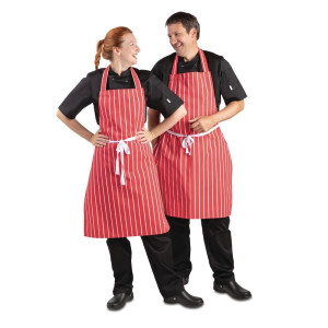 Schort met strepen rood en wit 710 x 970 mm - Whites Chefs Clothing - Fourniresto