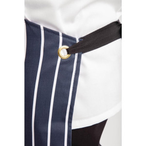 Schürze mit Latz und Tasche, gestreift in Marineblau und Weiß, 965 x 710 mm - Whites Chefs Clothing - Fourniresto