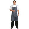 Schürze mit Latz und Tasche, gestreift in Marineblau und Weiß, 965 x 710 mm - Whites Chefs Clothing - Fourniresto