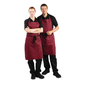 Schort Bordeaux met kruisband van polycotton 710 x 970 mm - Whites Chefs Clothing - Fourniresto