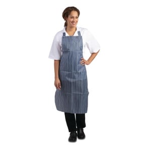 Schort met waterafstotende strepen in blauw en wit 1016 x 711 mm - Whites Chefs Clothing - Fourniresto