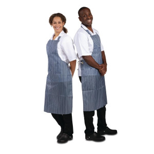 Schürze mit abweisender Latzschürze in Blau und Weiß gestreift 1016 x 711 mm - Whites Chefs Clothing - Fourniresto