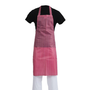 Tablier Bavette Déperlant Rayé Rouge Et Blanc 1016 X 711 Mm - Whites Chefs Clothing - Fourniresto