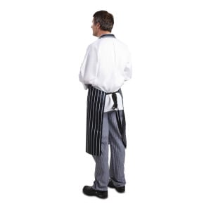 Schort Bavette Extra Lang Zonder Zak Gestreept Marineblauw En Wit - Whites Chefs Clothing - Fourniresto