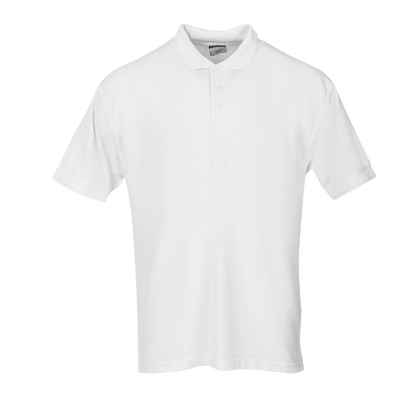 White Unisex Polo - Size L - FourniResto - Fourniresto