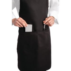 Black Bib Apron with Pockets and Adjustable Neck Strap - Chef Works - Fourniresto