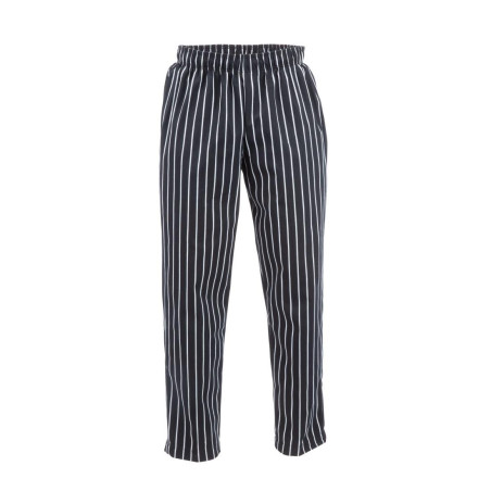 Mixed Black and White Striped Baggy Kitchen Pants - Size L - Chef Works - Fourniresto