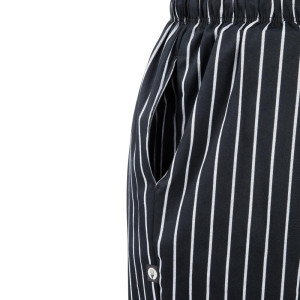 Unisex Black and White Striped Baggy Chef Pants - Size M - Chef Works - Fourniresto