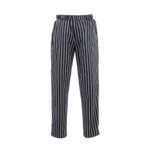 Broek voor de keuken unisex baggy gestreept zwart en wit - Maat S - Chef Works - Fourniresto