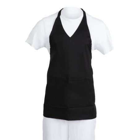 Tablier de Serveur Col en V Noir en Polycoton 838 x 698 mm - Whites Chefs Clothing - Fourniresto