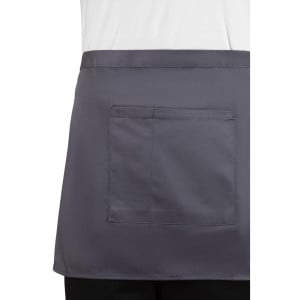 Schort van Kort Grijs Antraciet Serveerder in Polycotton 750 x 373 mm - Whites Chefs Clothing - Fourniresto