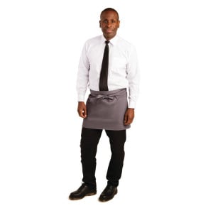 Schort van Kort Grijs Antraciet Serveerder in Polycotton 750 x 373 mm - Whites Chefs Clothing - Fourniresto