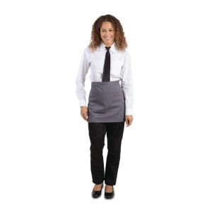 Kurze anthrazitgraue Kellnerschürze aus Polycotton 750 x 373 mm - Whites Chefs Clothing - Fourniresto